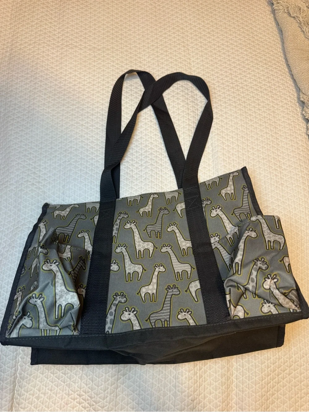 Thirty-One Zip-Top Organizing Utility Tote Go-Go Giraffe Gray Retired Print
